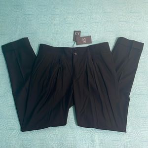 Armani Exchange black cuffed tapered wool blend pants
